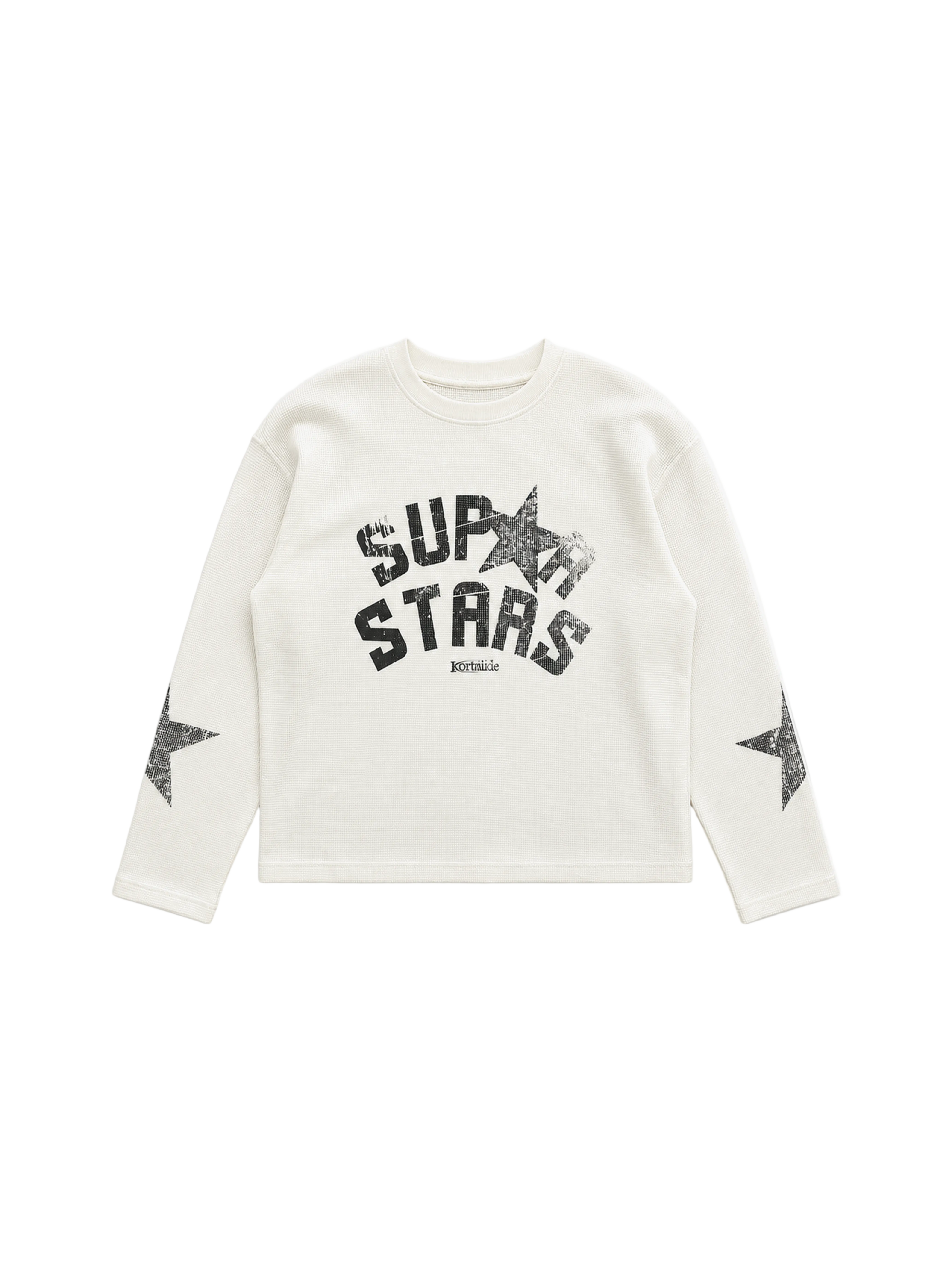 Front view of kortsiide Superstar Era Waffle L/S White Sweatshirts